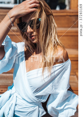 beautiful woman in a white blouse beautiful woman in a white blouse 37283169