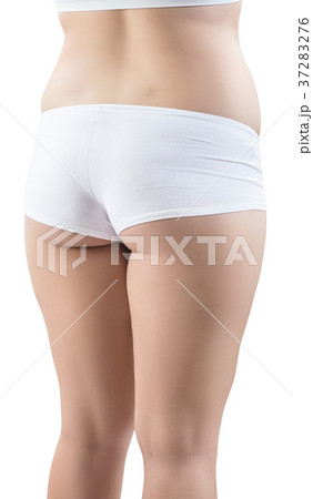 Fatty female buttocks in white underwear. Fatty female buttocks in white underwear. 37283276