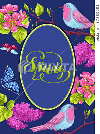 Spring garden frame. Natural illustration with 37283981