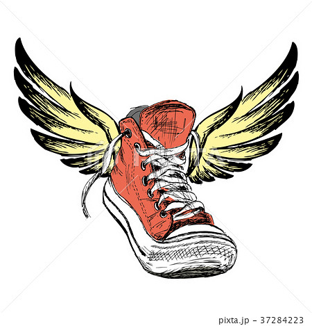 Sneakers With Wings Isolated On White Background のイラスト素材