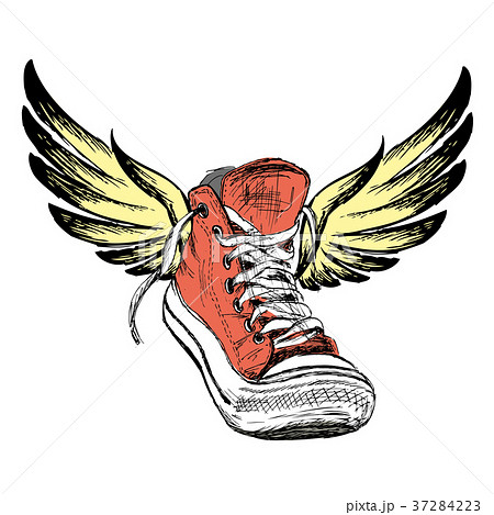 Sneakers With Wings Isolated On White Background のイラスト素材 37284223 Pixta