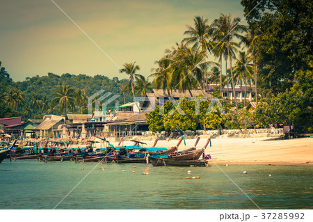 Long tail boats in Phi Phi Don Island, Krabi,  37285992