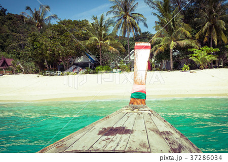 Long boat and tropical beach, Andaman Sea,Phi Phi  37286034