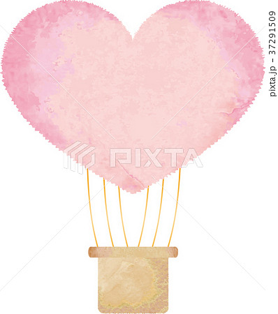 ハートの水彩気球のイラスト素材 ハートの水彩気球のイラスト素材