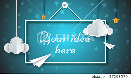 Frame paper illustration. Paper airplane, star Frame paper illustration. Paper airplane, star 37293570