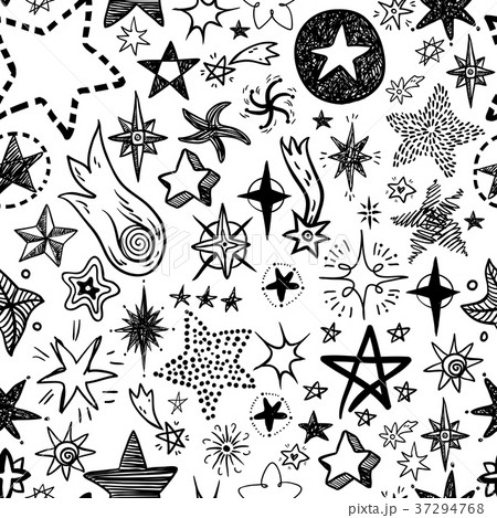 Funny doodle stars and comets icons seamless Funny doodle stars and comets icons seamless 37294768