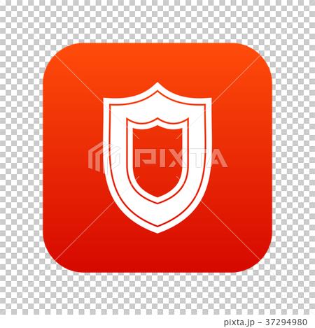 Shield icon digital red 37294980