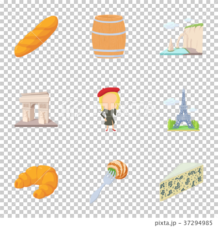 Paris icons set, cartoon style 37294985
