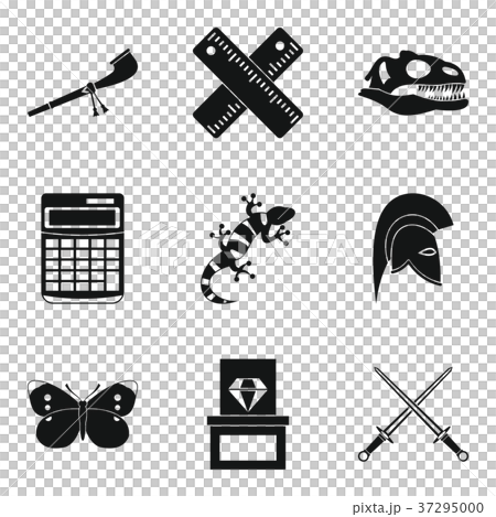 Animal of the past icons set, simple style 37295000