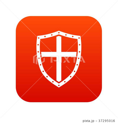 Shield icon digital red 37295016