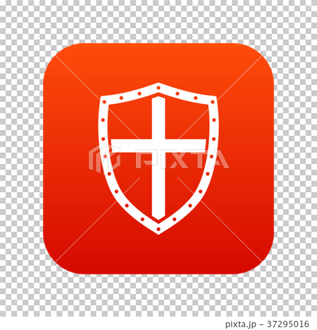 Shield icon digital red 37295016