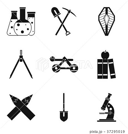 Research of the past icons set, simple style 37295019