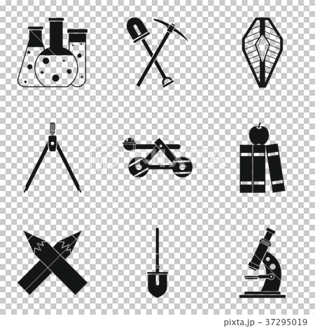 Research of the past icons set, simple style 37295019