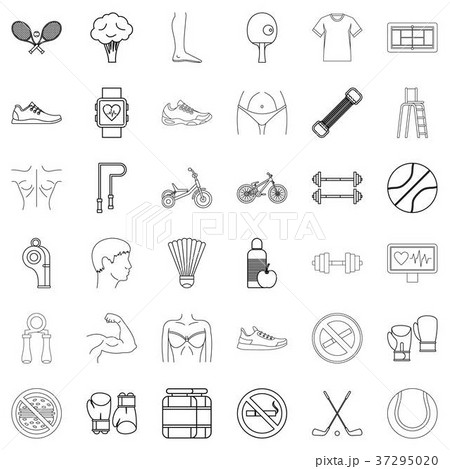 Hockey icons set, outline style 37295020