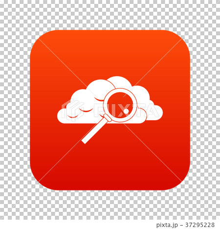 Cloud with magnifying glass icon digital red 37295228