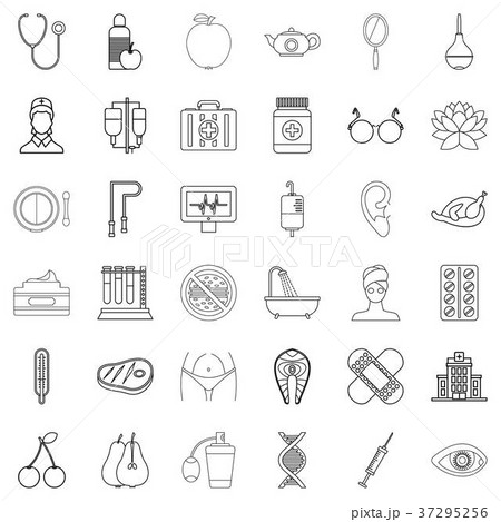 Seafood icons set, outline style 37295256