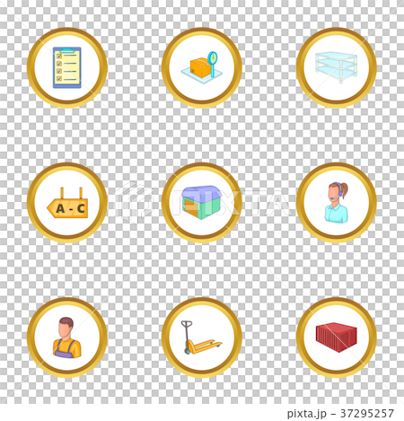 Storage icons set, cartoon style 37295257