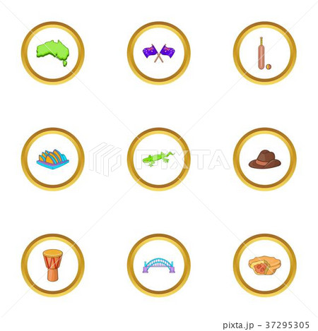 Australia icons set, cartoon style 37295305