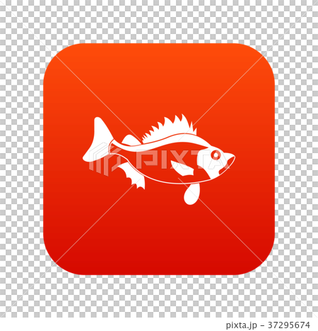 Fish icon digital red - Stock Illustration [37295674] - PIXTA