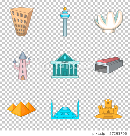 Architecture icons set, cartoon style Architecture icons set, cartoon style 37295706