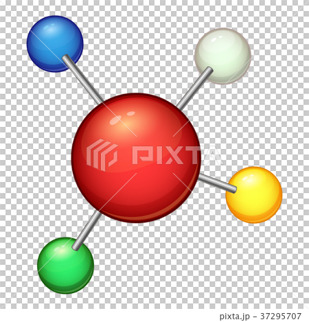 Red molecule icon, cartoon style Red molecule icon, cartoon style 37295707