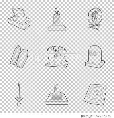 Exequies icons set, outline style Exequies icons set, outline style 37295760