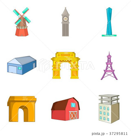 High construction icons set, cartoon style 37295811