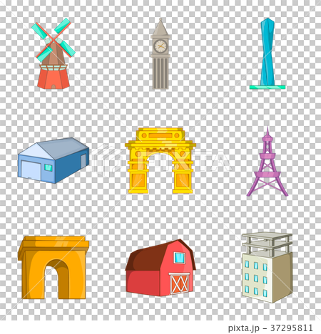 High construction icons set, cartoon style 37295811