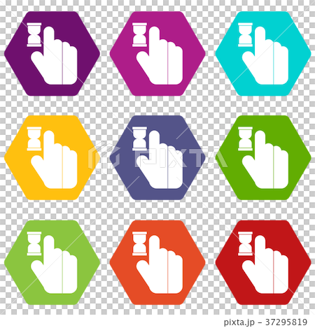Click icon set color hexahedron 37295819