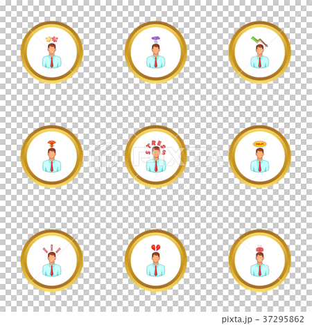 Man thinks icons set, cartoon style 37295862