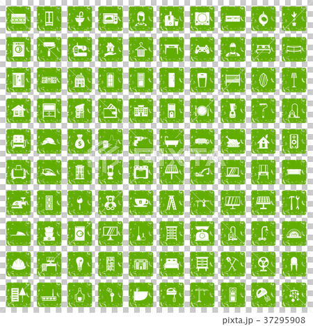 100 comfortable house icons set grunge green 37295908