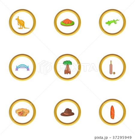 Trip to wild Australia icons set, cartoon style 37295949