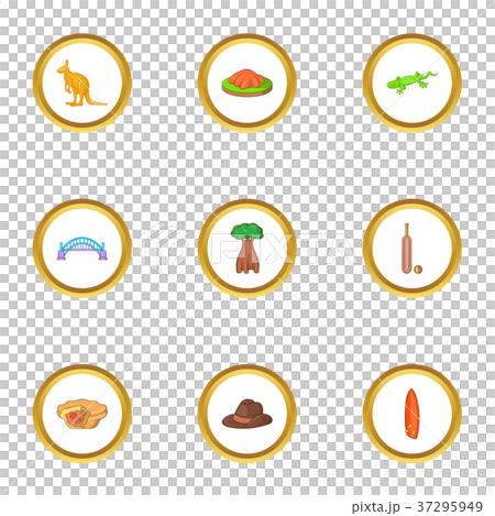 Trip to wild Australia icons set, cartoon style 37295949
