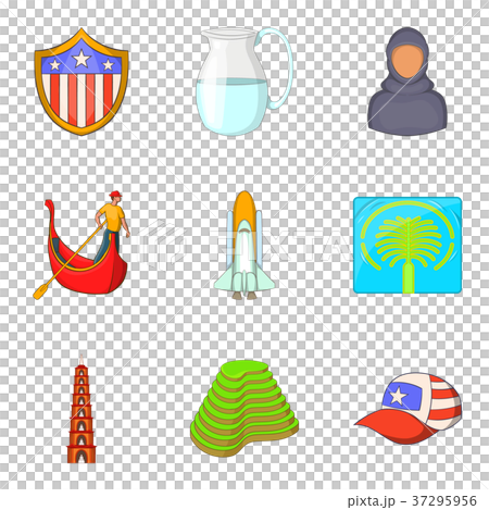 America icons set, cartoon style America icons set, cartoon style 37295956