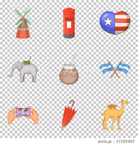 Travel around world icons set, cartoon style 37295997