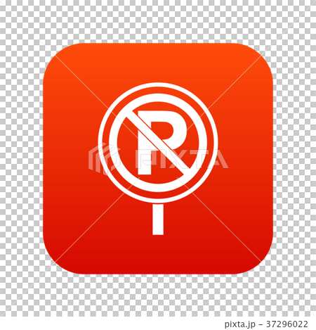 No parking sign icon digital red No parking sign icon digital red 37296022