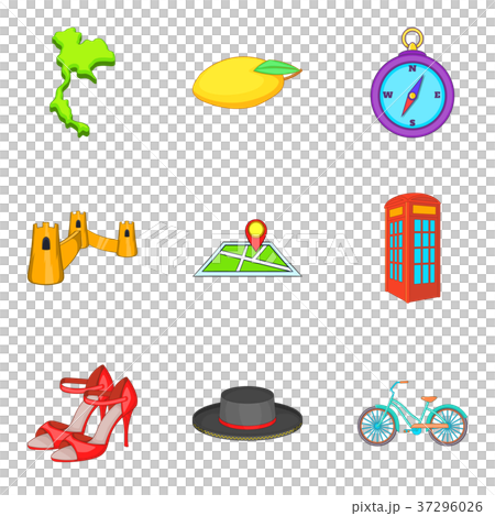 Thing from England icons set, cartoon style 37296026