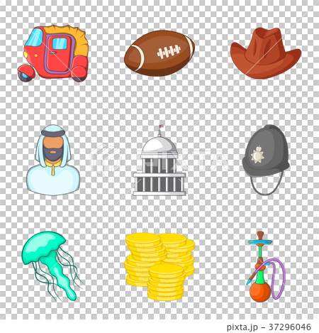 Modern england icons set, cartoon style 37296046