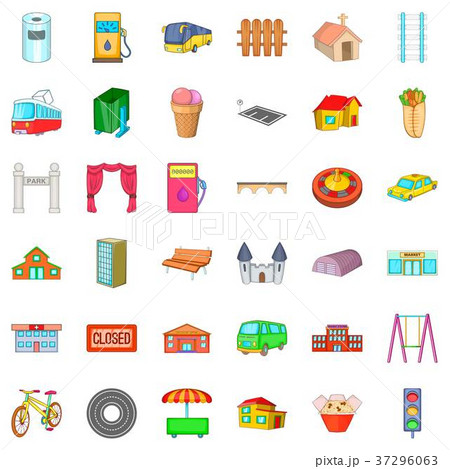 Architecture icons set, cartoon style 37296063