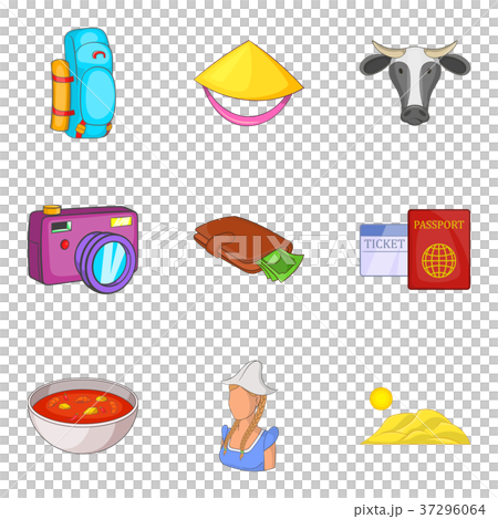 New World icons set, cartoon style New World icons set, cartoon style 37296064