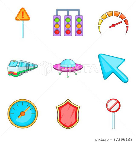 City daily navigation icon set, cartoon style 37296138