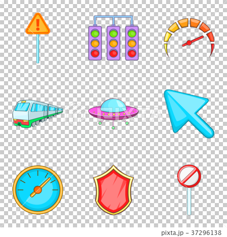 City daily navigation icon set, cartoon style 37296138
