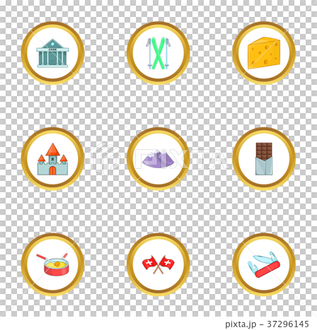 Bern icons set, cartoon style Bern icons set, cartoon style 37296145