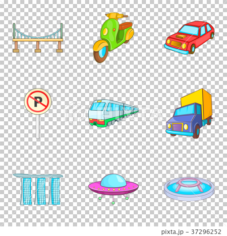 City transport types icon set, cartoon style City transport types icon set, cartoon style 37296252
