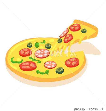 Tomato Pizza Icon Isometric 3d Styleのイラスト素材