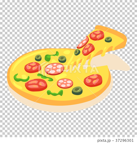 Tomato pizza icon, isometric 3d style Tomato pizza icon, isometric 3d style 37296301
