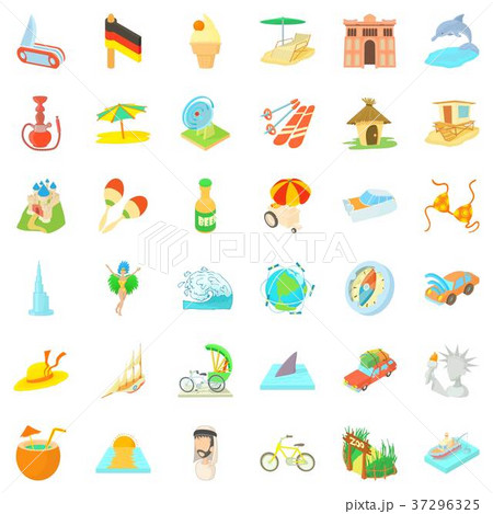 Skiing icons set, cartoon style 37296325