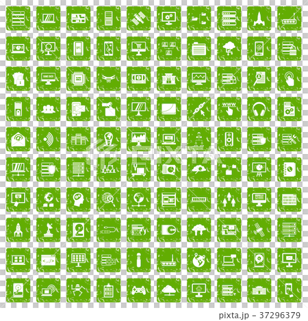 100 database and cloud icons set grunge green 37296379