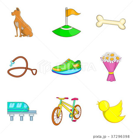 City park recreation icon set, cartoon style 37296398