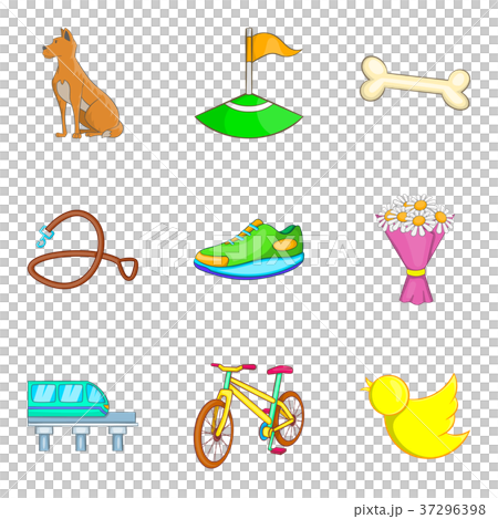 City park recreation icon set, cartoon style 37296398